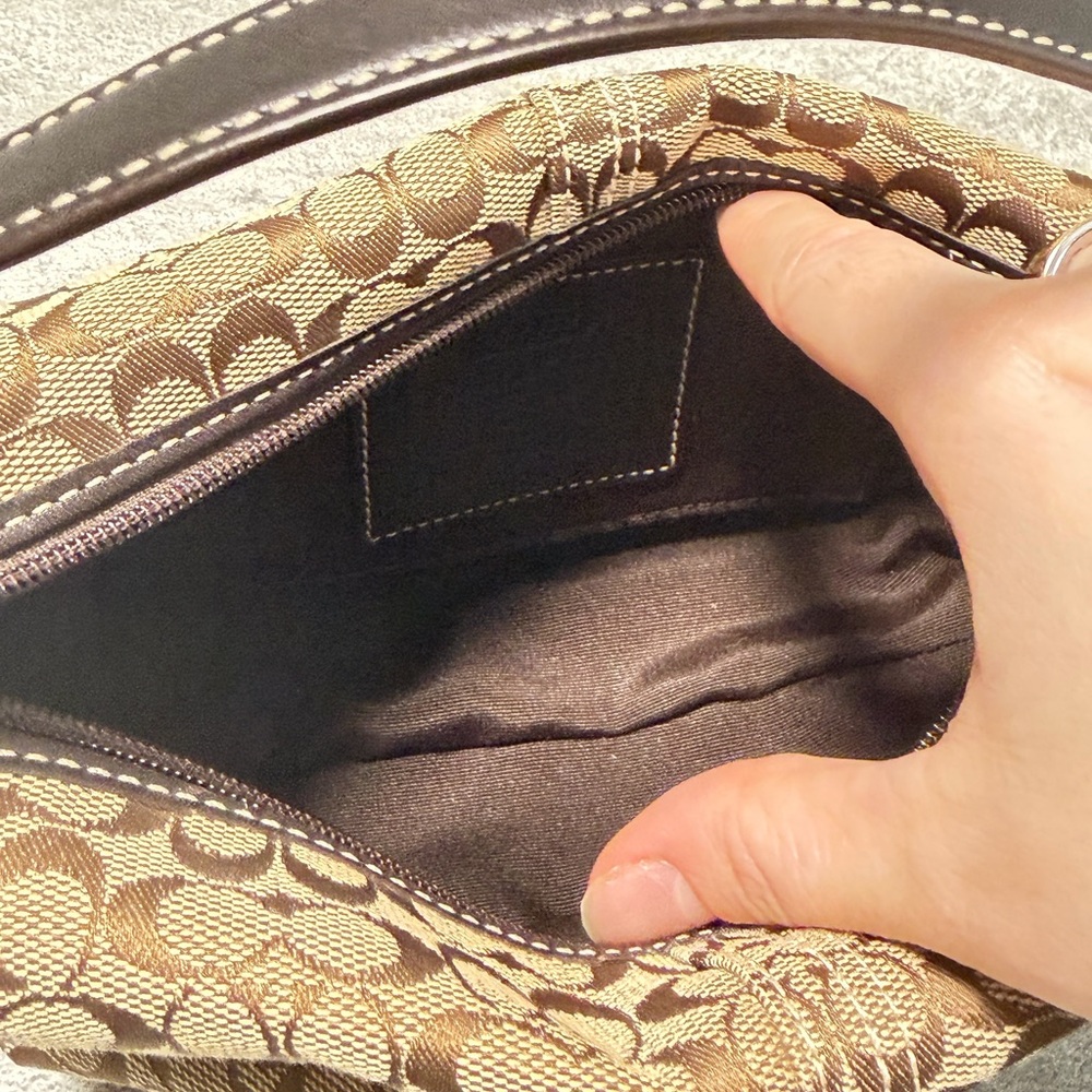 Vintage Y2K Coach Brown Monogram Mini Hobo Handbag Purse With Pull Tag - Picture 6 of 6